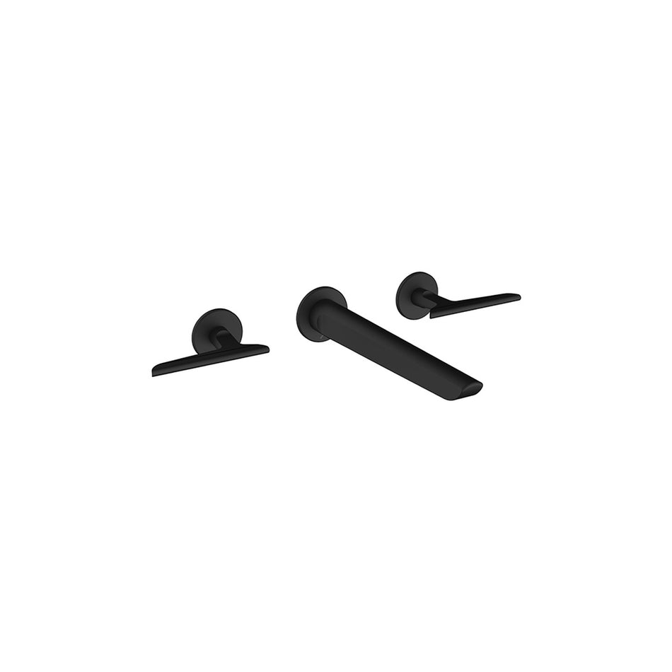 Crosswater Foile Wall Mounted 3 Hole Basin Mixer Tap - Matt Black