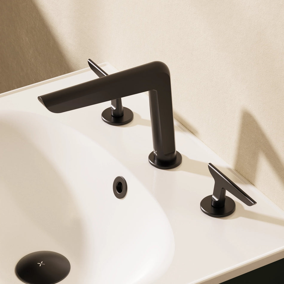 Crosswater Foile Deck Mounted 3 Hole Basin Mixer Tap - Matt Black