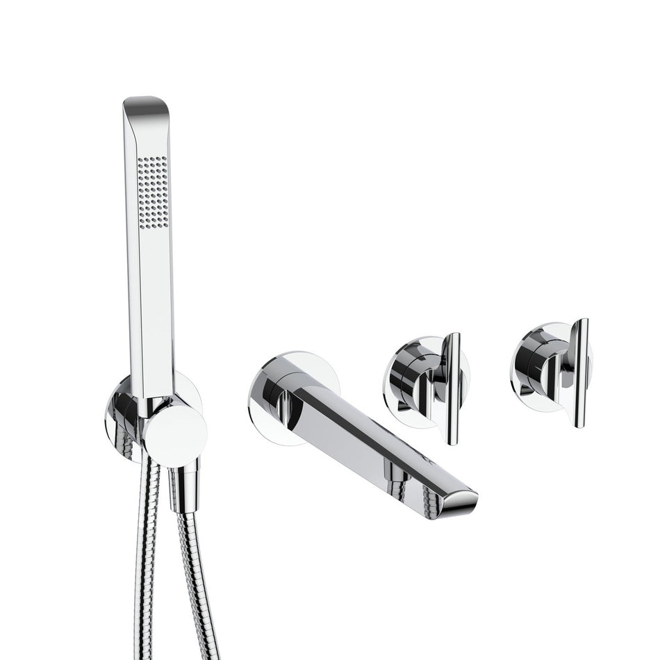 Crosswater Module Foile 2 Handle With Bath Spout And Handshower Trim - Chrome