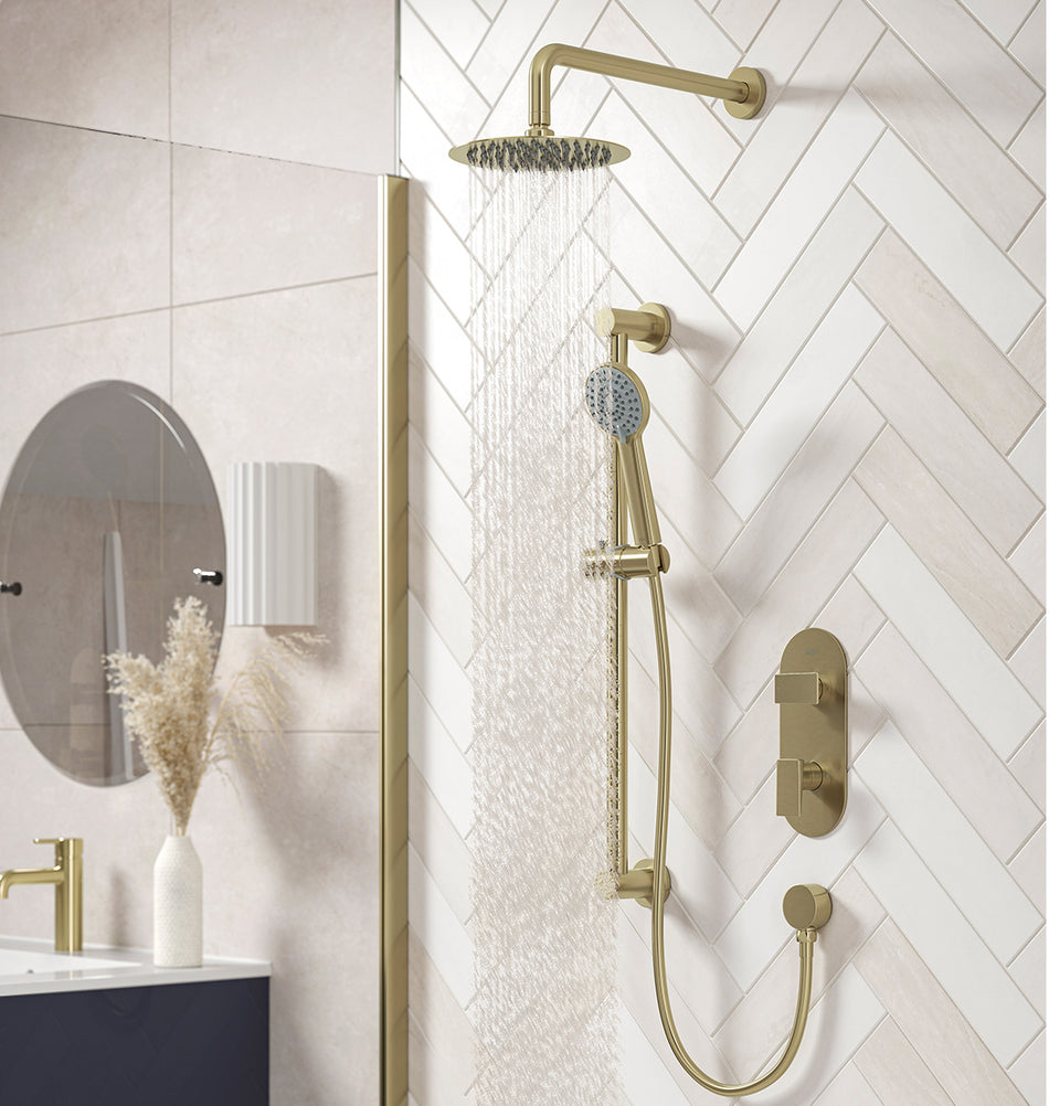 Bristan Frammento Dual Control Thermostatic Concealed Shower Kit - Brushed Brass