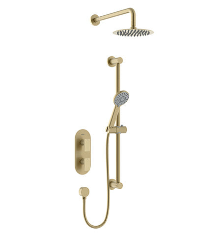 Bristan Frammento Dual Control Thermostatic Concealed Shower Kit - Brushed Brass