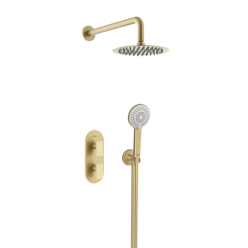 Bristan Frammento 2 Outlet Thermostatic Concealed Shower Kit - Brushed Brass