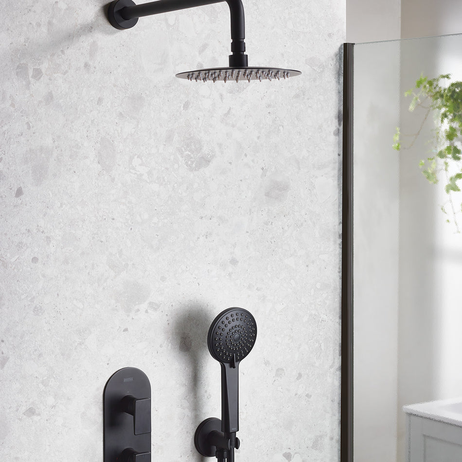 Bristan Frammento 2 Outlet Thermostatic Concealed Shower Kit - Matt Black