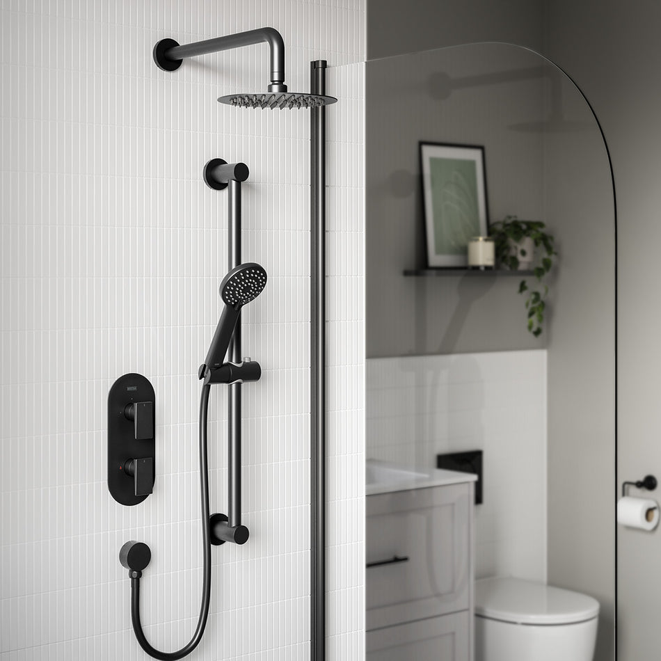 Bristan Frammento Dual Control Thermostatic Concealed Shower Kit - Matt Black