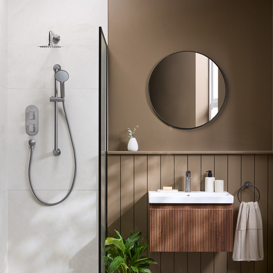 Bristan Frammento 2 Outlet Thermostatic Concealed Shower Kit - Gun Metal