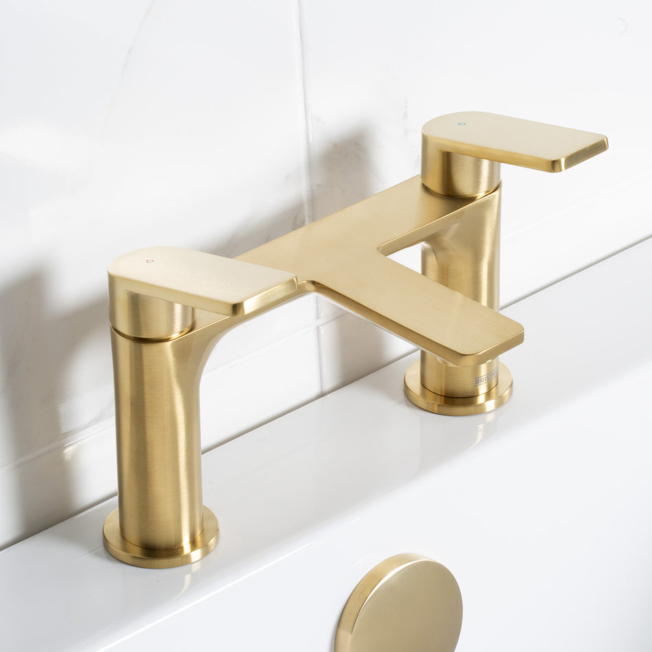 Bristan Frammento Deck Mounted Bath Filler Tap - Brushed Brass