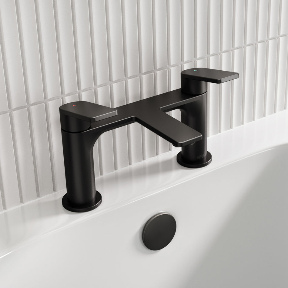Bristan Frammento Deck Mounted Bath Filler Tap - Matt Black