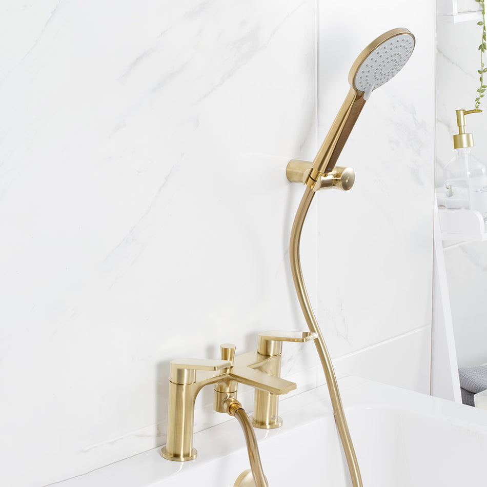 Bristan Frammento Bath Shower Mixer Tap With Shower Handset And Hose - Brushed Brass