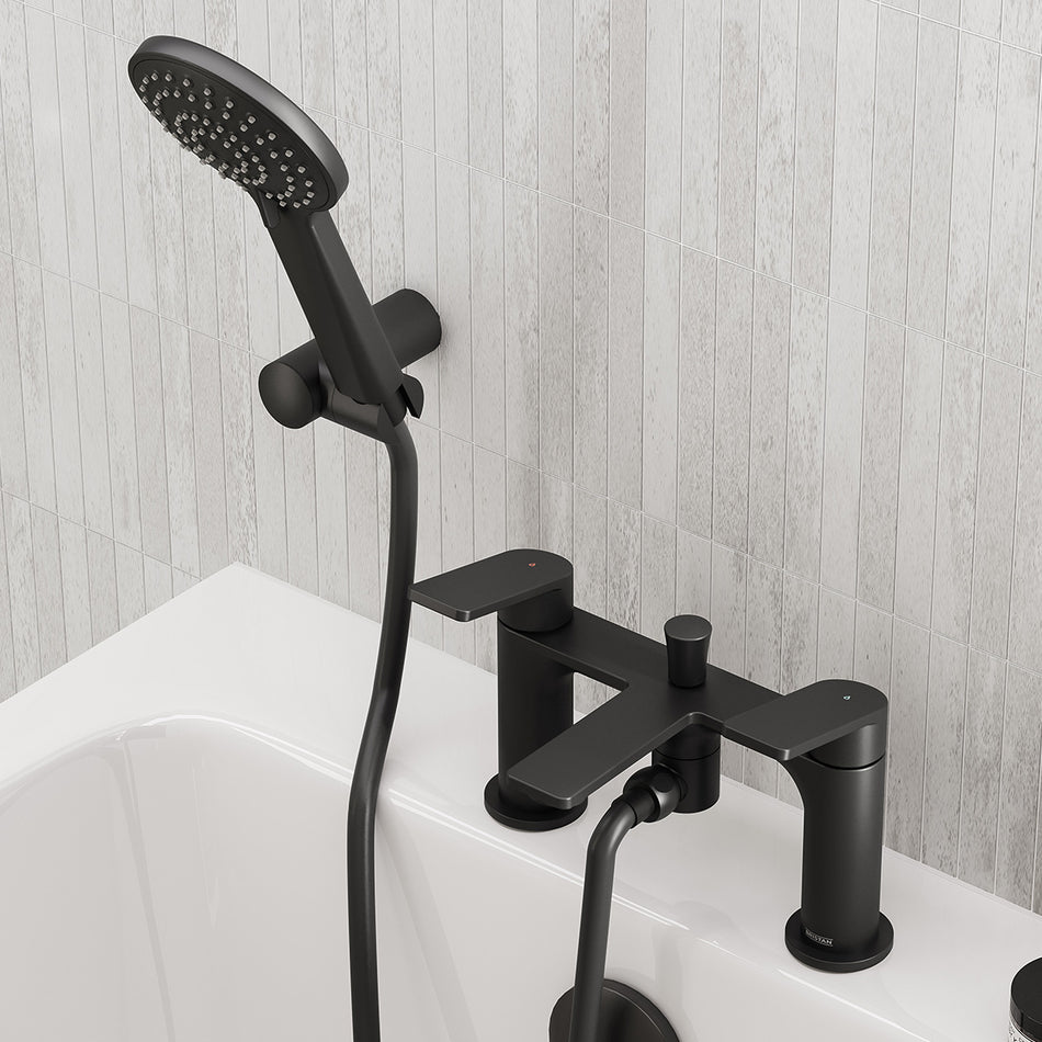 Bristan Frammento Bath Shower Mixer Tap With Shower Handset And Hose - Matt Black