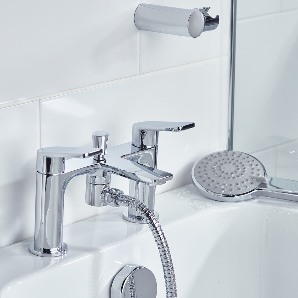 Bristan Frammento Bath Shower Mixer Tap With Shower Handset And Hose - Chrome