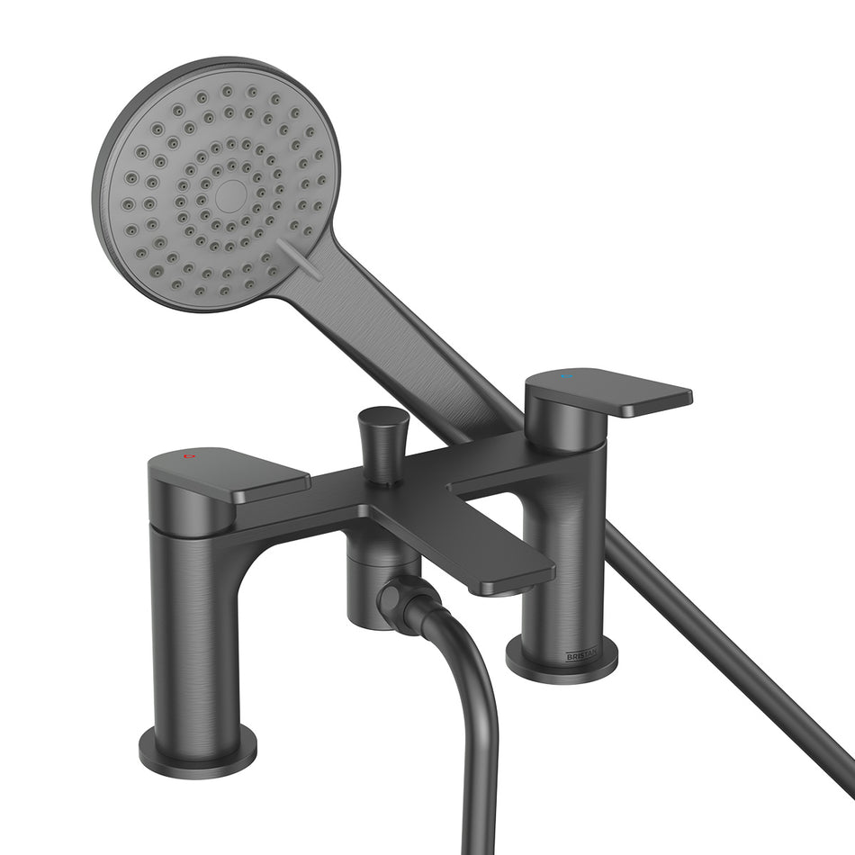 Bristan Frammento Bath Shower Mixer Tap With Shower Handset And Hose - Gun Metal