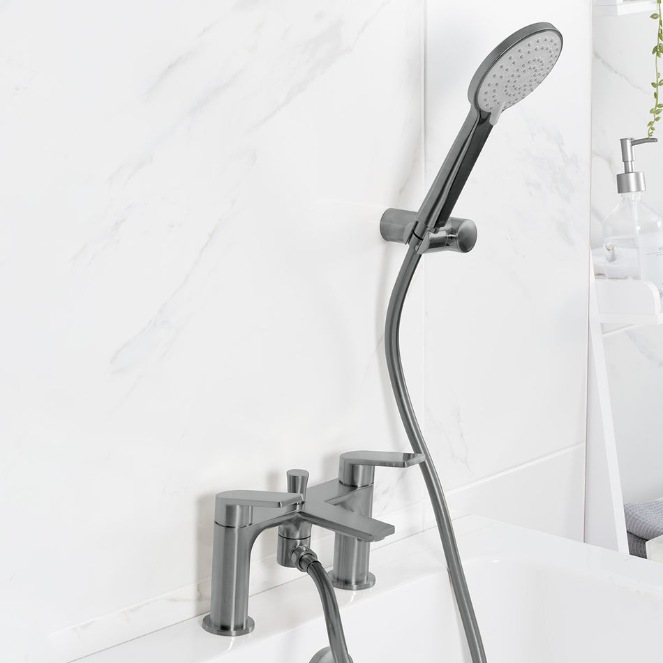 Bristan Frammento Bath Shower Mixer Tap With Shower Handset And Hose - Gun Metal
