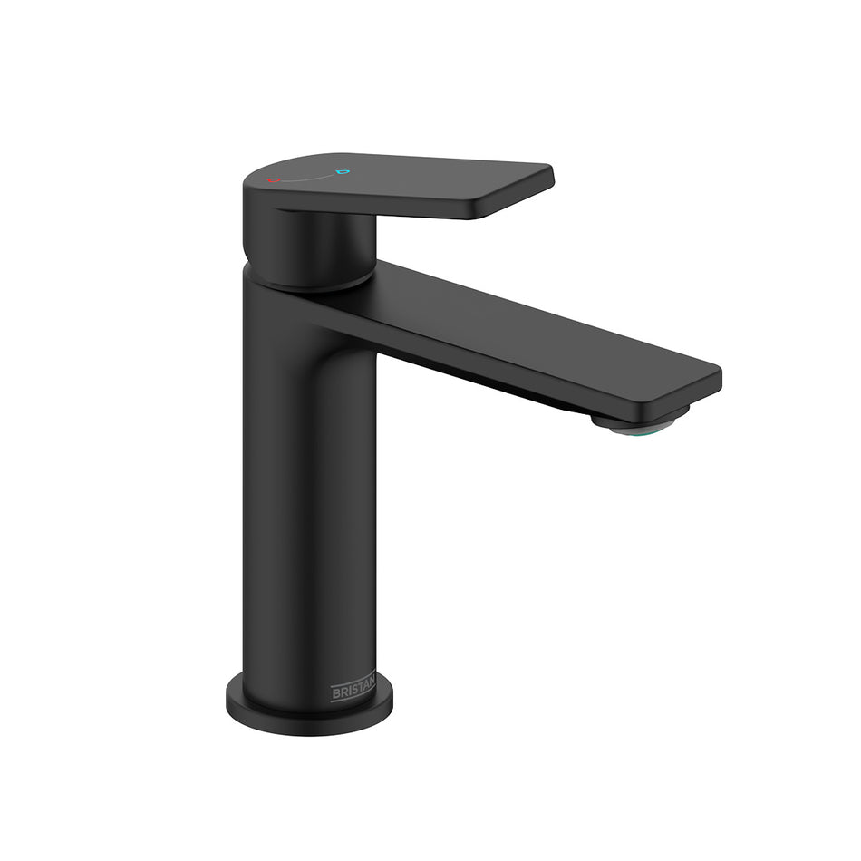 Bristan Frammento Deck Mounted Eco Start Basin Mixer Tap With Clicker Waste - Matt Black