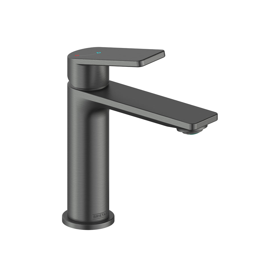 Bristan Frammento Deck Mounted Eco Start Basin Mixer Tap With Clicker Waste - Gun Metal