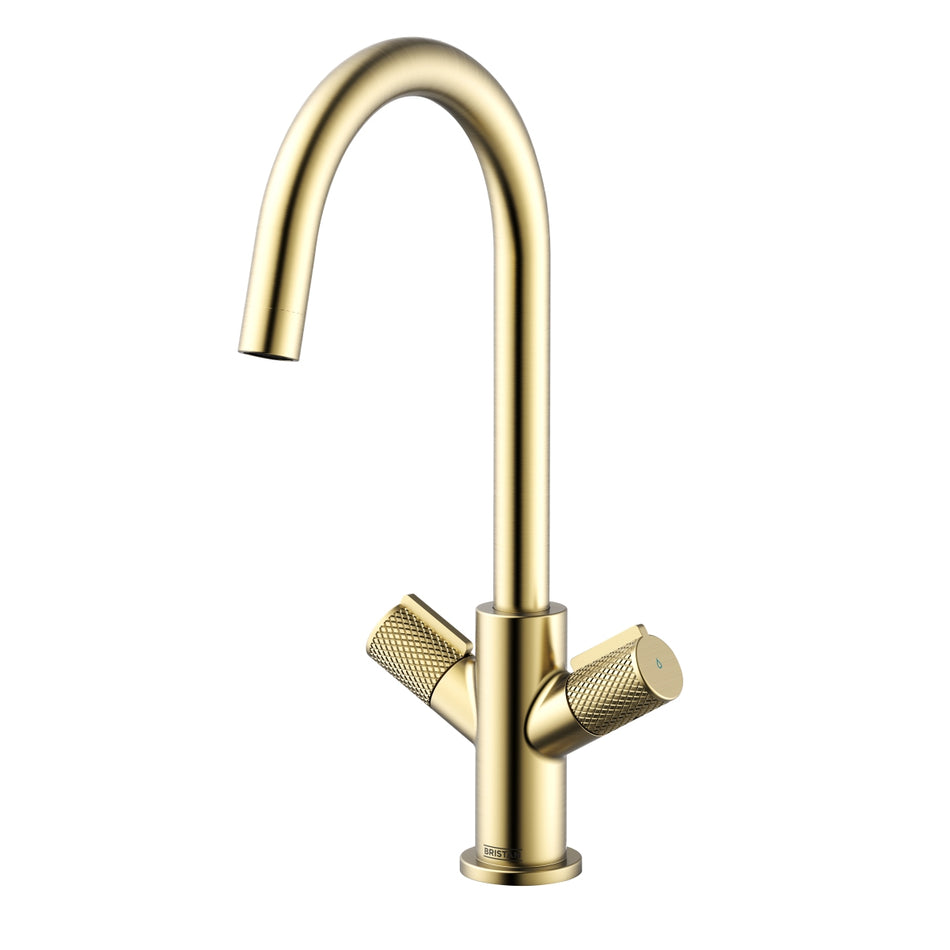 Bristan Fern Deck Mounted Easyfit Mono Kitchen Mixer Tap - Brushed Brass