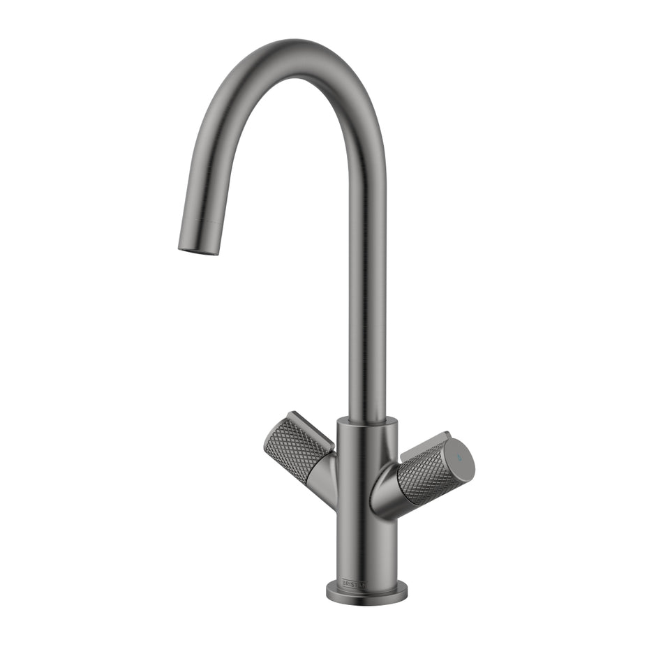 Bristan Fern Deck Mounted Easyfit Mono Kitchen Mixer Tap - Gun Metal