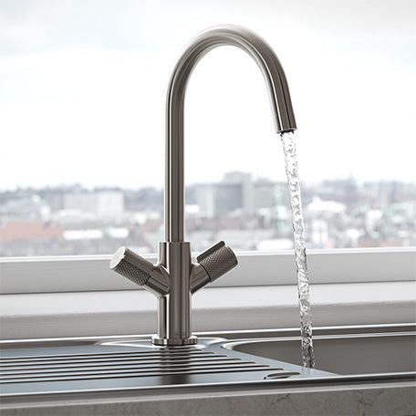 Bristan Fern Deck Mounted Easyfit Mono Kitchen Mixer Tap - Stainless Steel