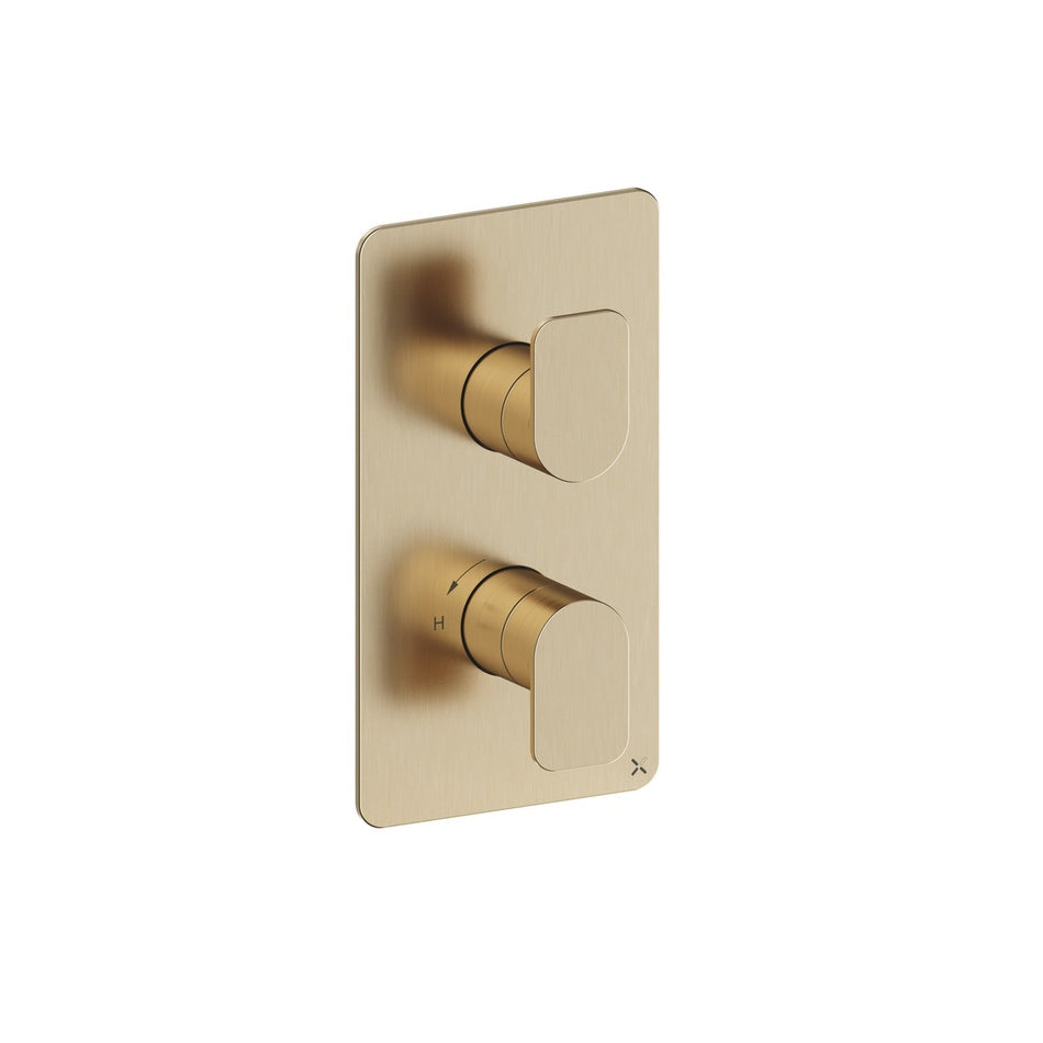 Crosswater Fuse 1 Outlet Thermostatic Concealed 2 Handle Shower Valve And Trimset - Portrait - Brushed Brass