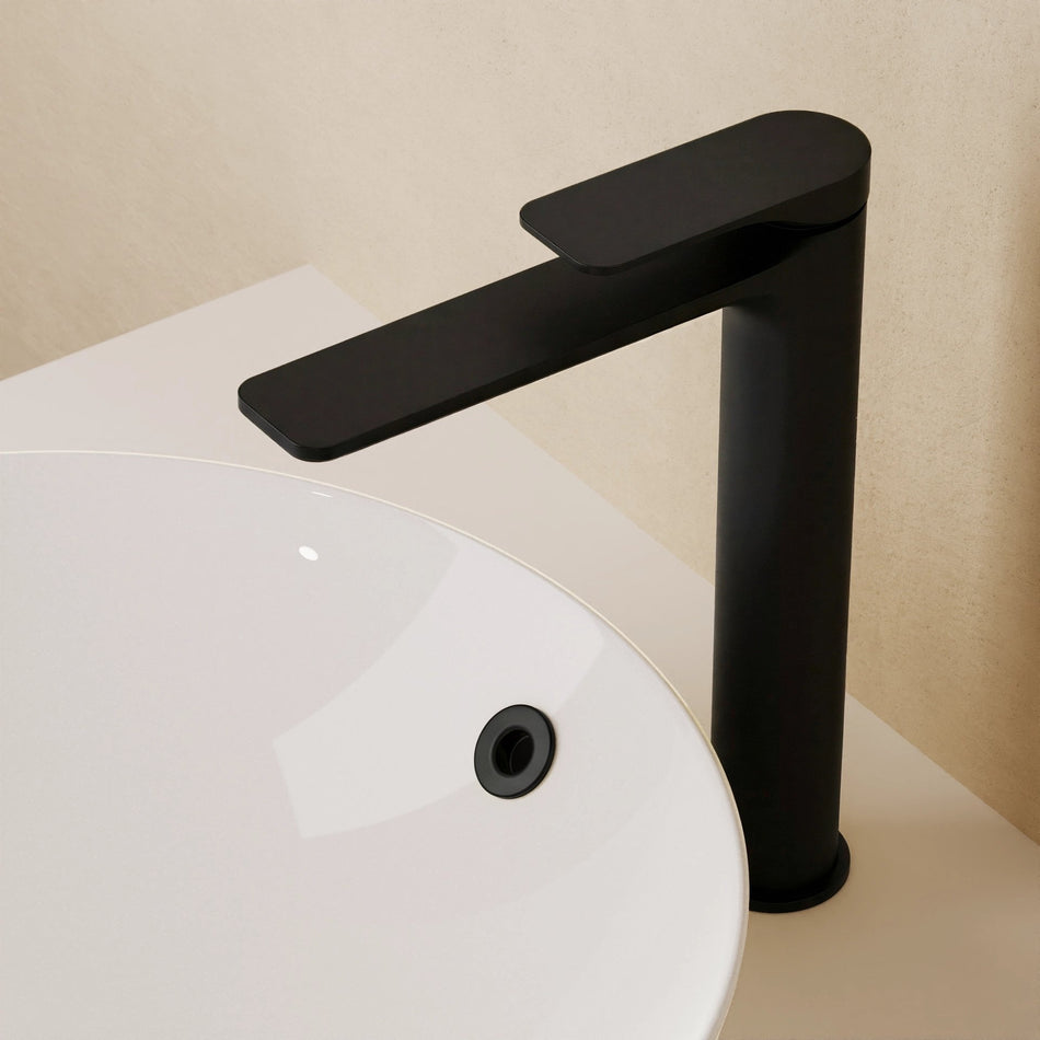 Crosswater Fuse Monobloc Tall Basin Mixer Tap With Click Clack Waste - Matt Black
