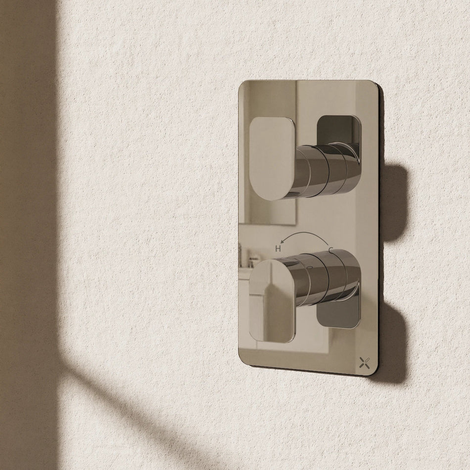Crosswater Fuse 2 Outlet Thermostatic Concealed 2 Handle Shower Valve And Trimset - Portrait - Chrome