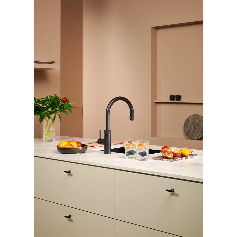 Quooker Flex Round Boiling Water Tap and Tank With Flexible Pull Out Hose - Black