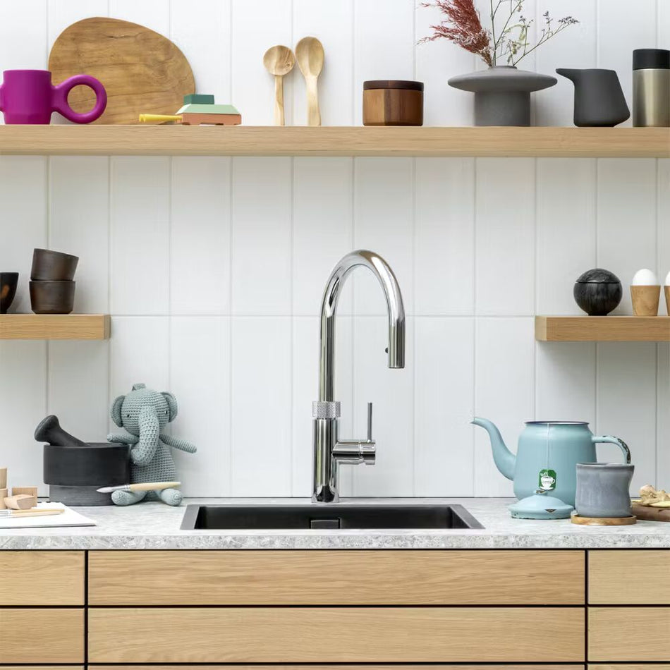 Quooker Flex Round Boiling Water Tap and Tank With Flexible Pull Out Hose - Chrome