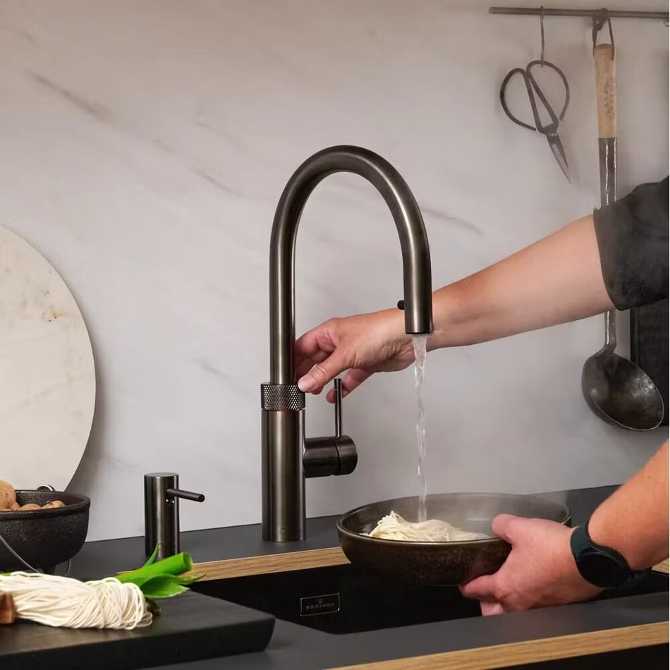Quooker Flex Round Boiling Water Tap and Tank With Flexible Pull Out Hose - Gunmetal