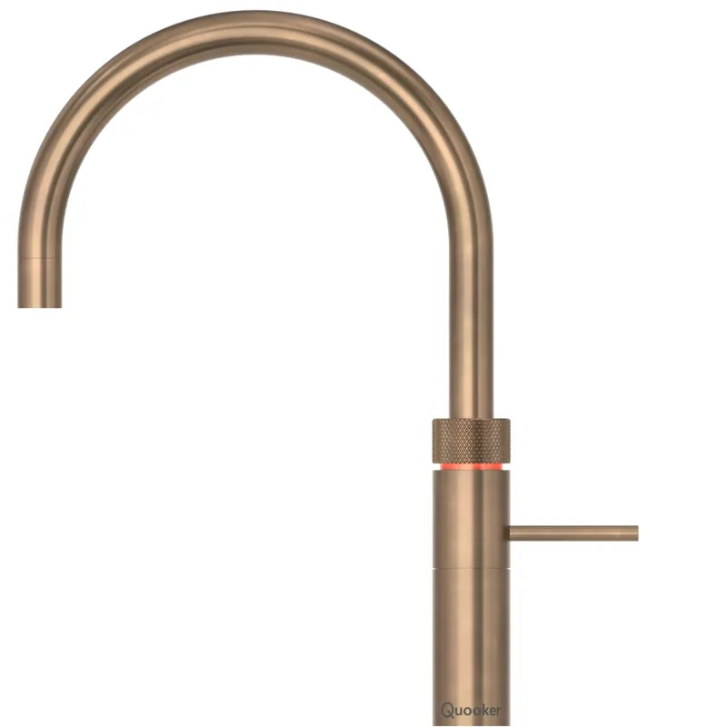 Quooker Flex Round Boiling Water Tap and Tank With Flexible Pull Out Hose - Patinated Brass