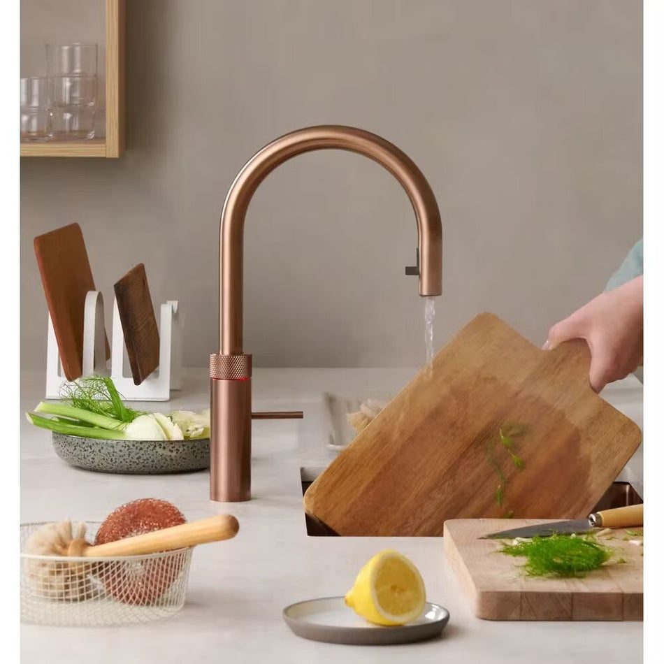 Quooker Flex Round Boiling Water Tap and Tank With Flexible Pull Out Hose - Rose Copper