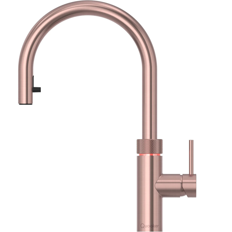 Quooker Flex Round Boiling Water Tap and Tank With Flexible Pull Out Hose - Rose Copper