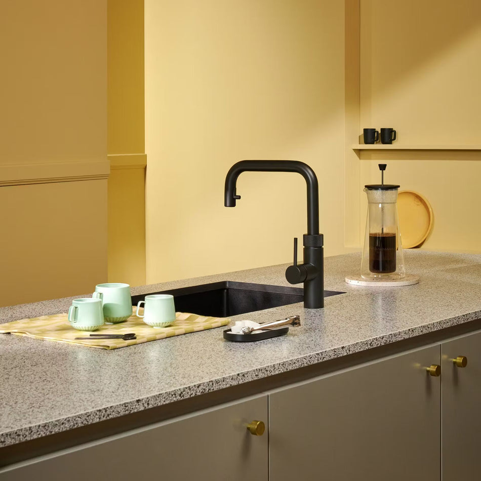 Quooker Flex Square Boiling Water Tap and Tank With Flexible Pull Out Hose - Black