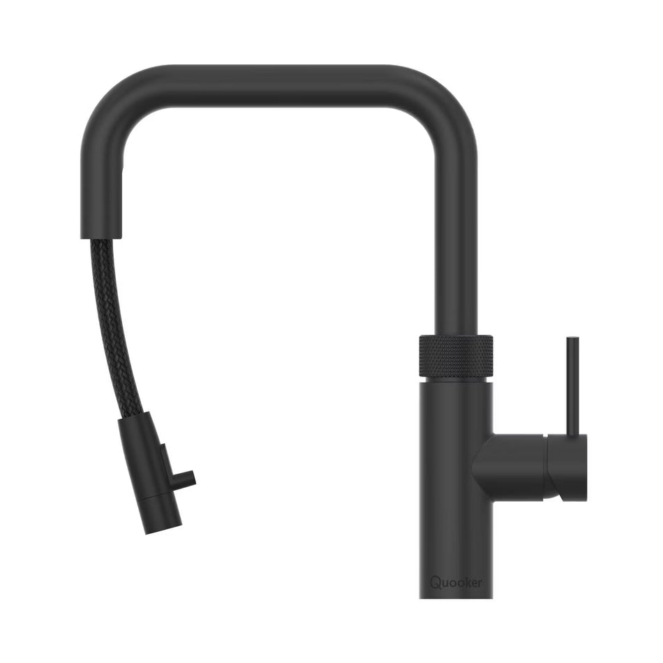 Quooker Flex Square Boiling Water Tap and Tank With Flexible Pull Out Hose - Black