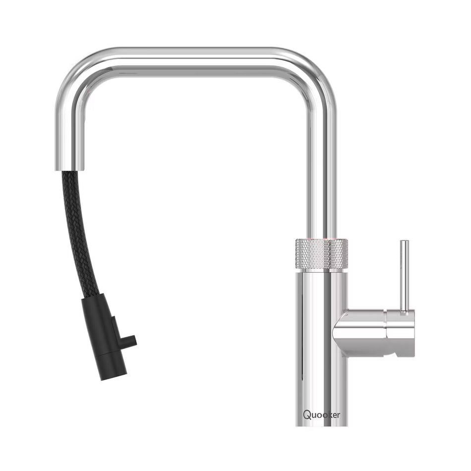 Quooker Flex Square Boiling Water Tap and Tank With Flexible Pull Out Hose - Chrome