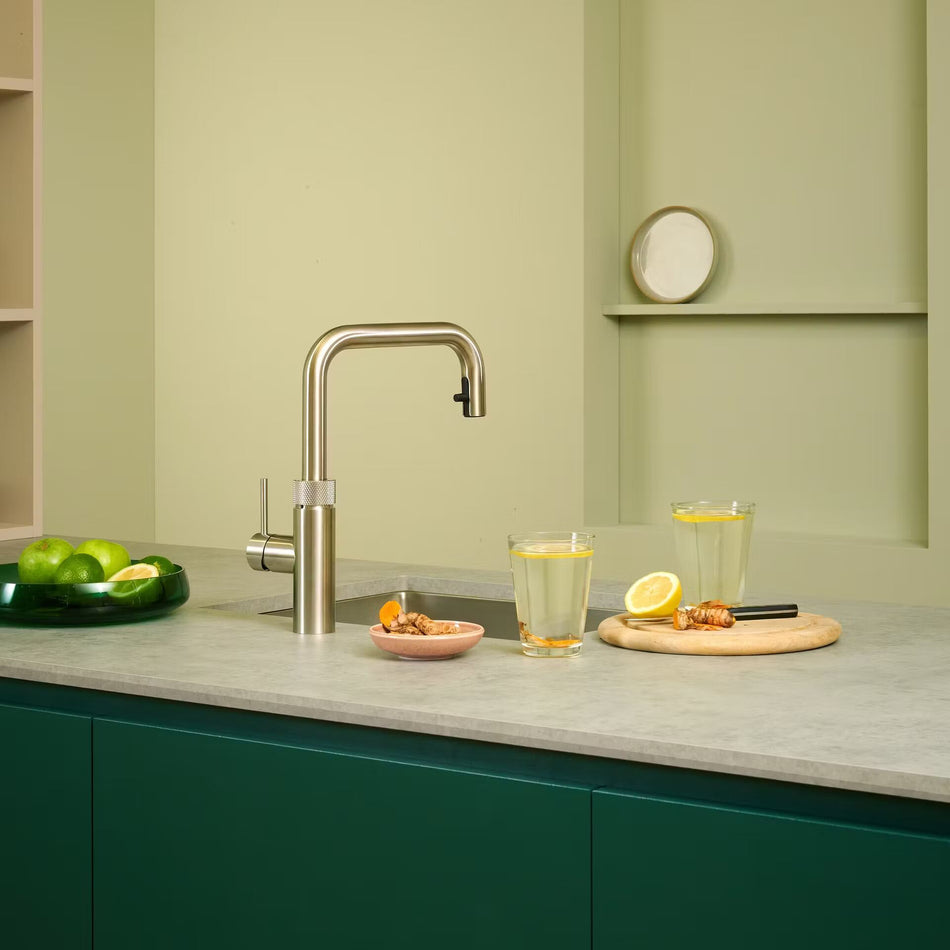 Quooker Flex Square Boiling Water Tap and Tank With Flexible Pull Out Hose - Stainless Steel