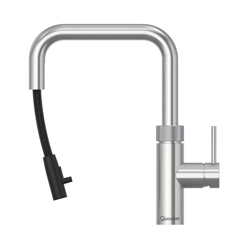 Quooker Flex Square Boiling Water Tap and Tank With Flexible Pull Out Hose - Stainless Steel