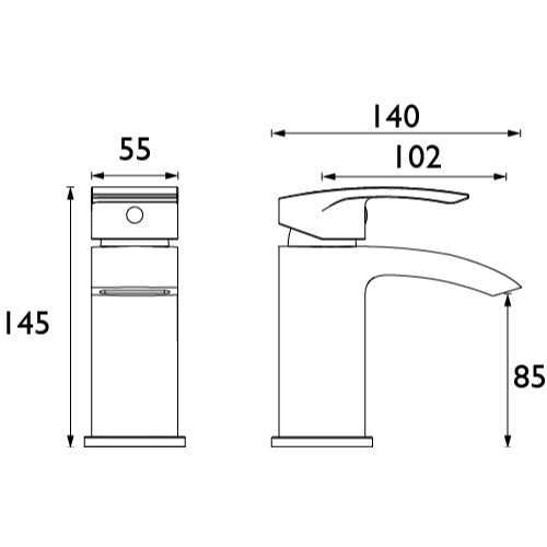 Bristan Glide Eco Start Basin Mixer Tap With Clicker Waste - Chrome