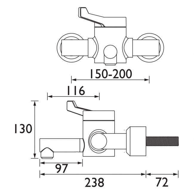 Bristan TMV3 Wall Mounted Single Control Hospital Basin Mixer Tap - Chrome