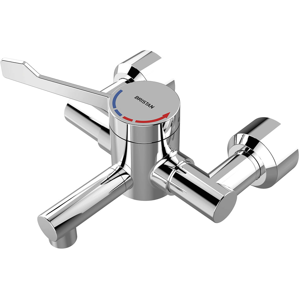 Bristan TMV3 Wall Mounted Single Control Hospital Basin Mixer Tap - Chrome