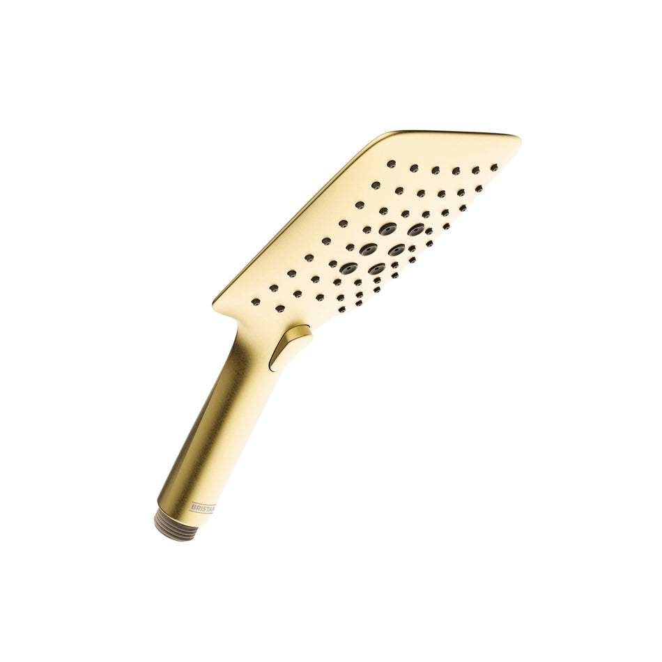 Bristan Square Multi Function Large Shower Handset - 3 Spray Modes And Push Button - Brushed Brass
