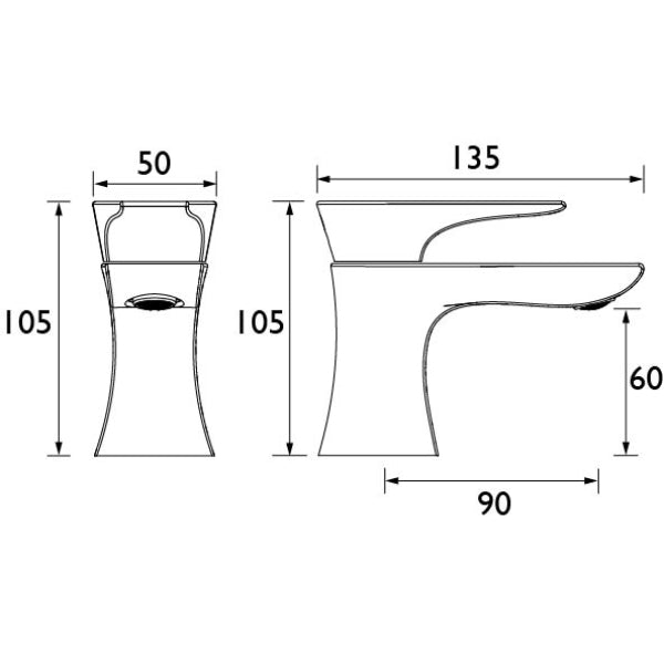 Bristan Hourglass Bath Pillar Taps - Chrome