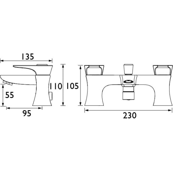 Bristan Hourglass Bath Shower Mixer Tap - Black