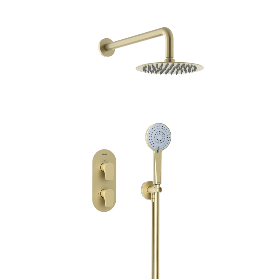 Bristan Hourglass Dual Control Thermostatic Concealed Shower Kit - Brushed Brass