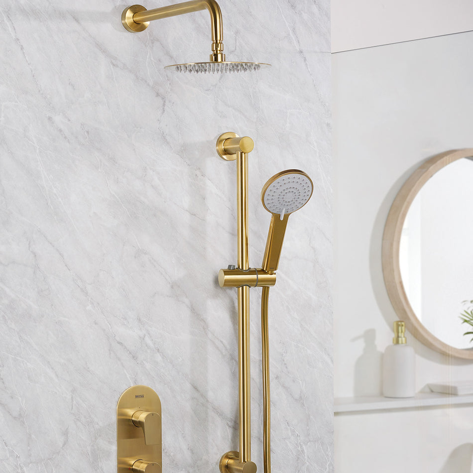 Bristan Hourglass 2 Outlet Dual Control Thermostatic Concealed Shower Kit - Brushed Brass