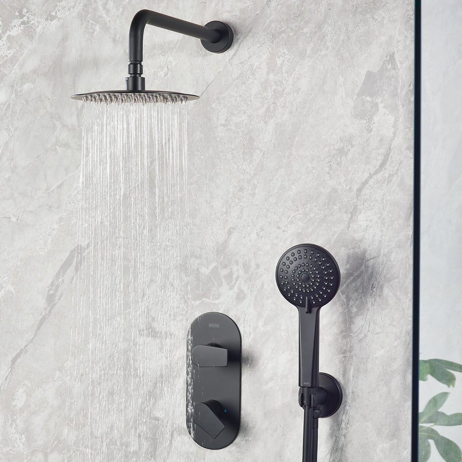 Bristan Hourglass 2 Outlet Dual Control Thermostatic Concealed Shower Kit - Matt Black