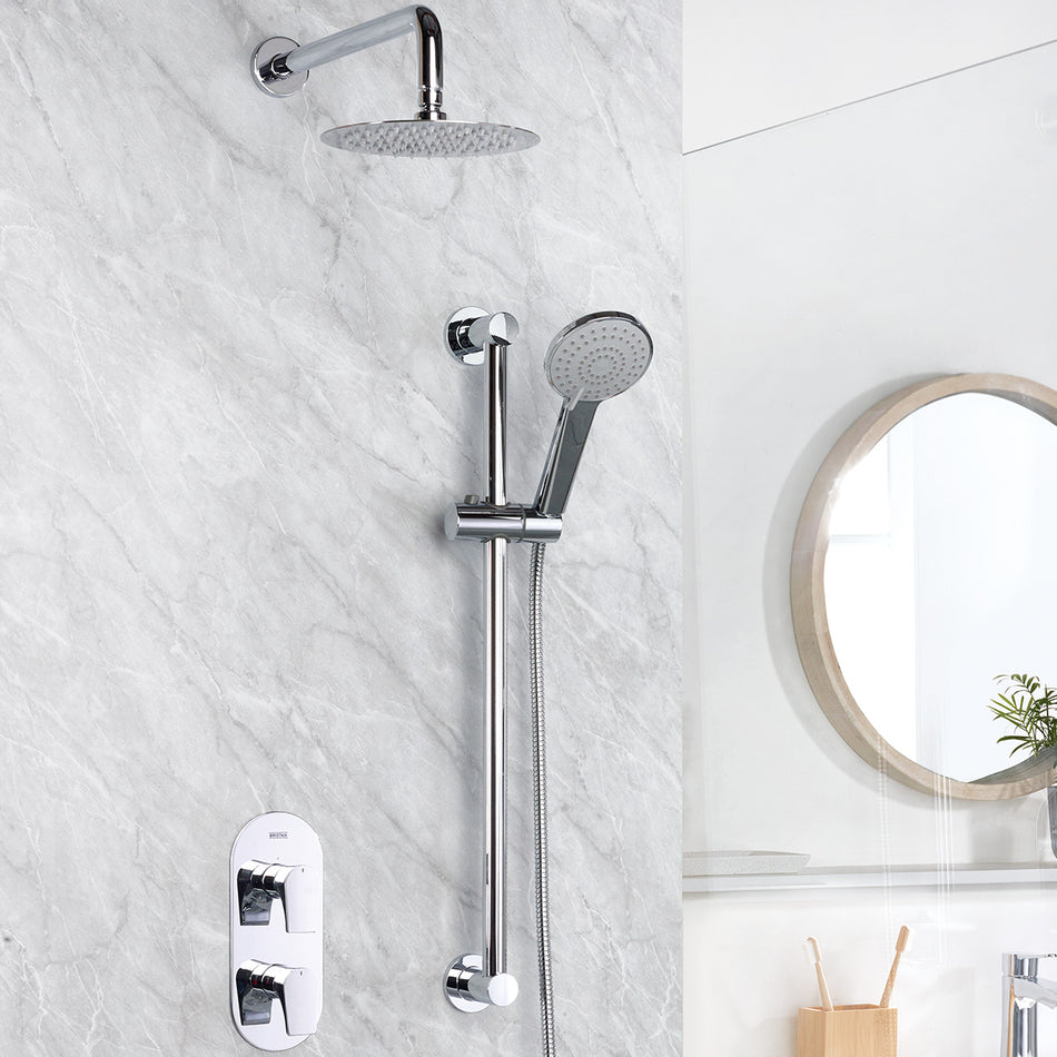 Bristan Hourglass 2 Outlet Dual Control Thermostatic Concealed Shower Kit - Chrome