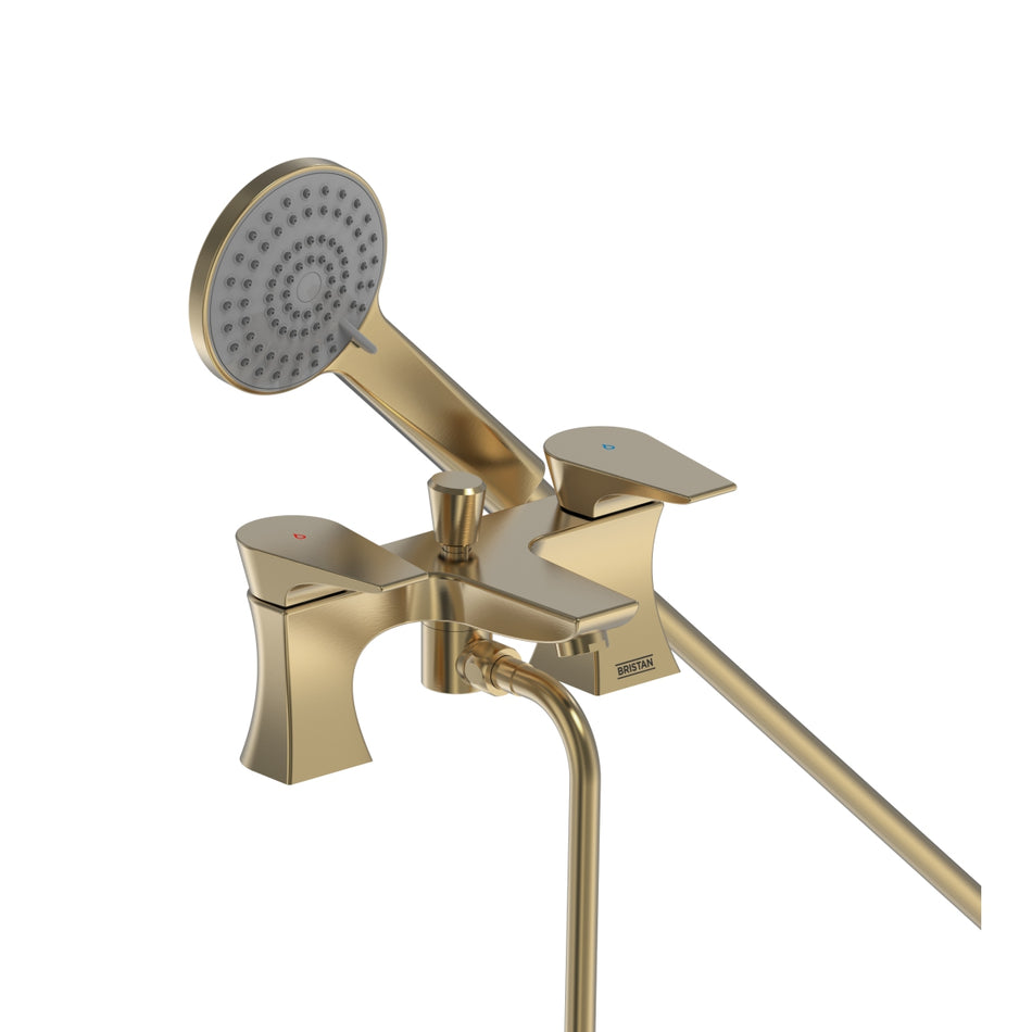 Bristan Hourglass Bath Shower Mixer Tap With Shower Handset And Hose - Brushed Brass