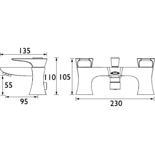 Bristan Hourglass Bath Shower Mixer Tap With Shower Handset And Hose - Brushed Brass