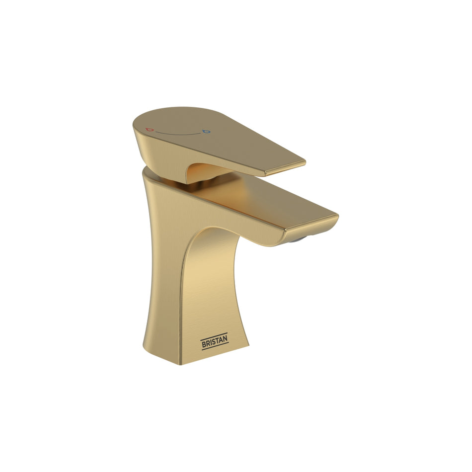 Bristan Hourglass Deck Mounted Eco Start Basin Mixer Tap With Clicker Waste - Brushed Brass