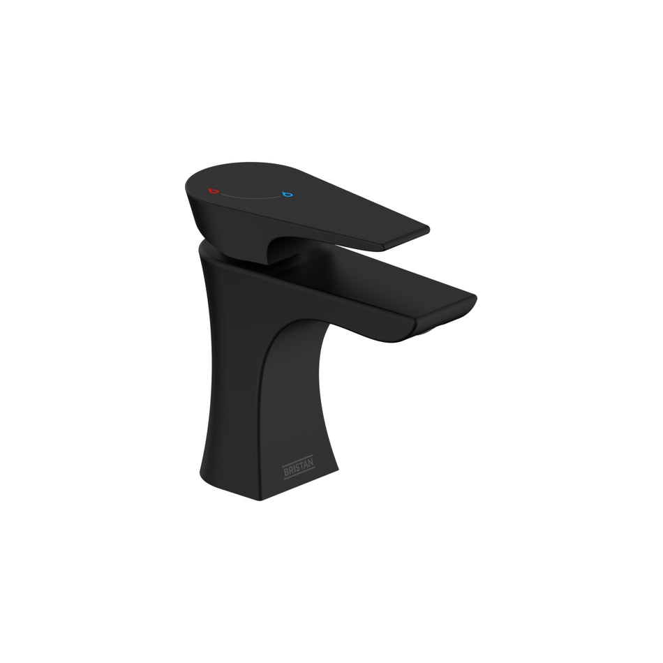 Bristan Hourglass Deck Mounted Eco Start Basin Mixer Tap With Clicker Waste - Matt Black