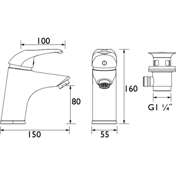 Bristan Java Basin Mixer Tap With Clicker Waste - Chrome